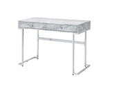 Tigress White Printed Faux Marble & Chrome Finish Writing Desk Model 92615 By ACME Furniture